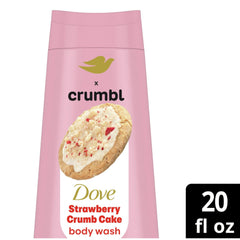 Dove Crumbl Strawberry Wash foam close-up showing rich lather and fruity aroma.