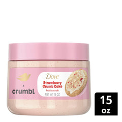 Dove Crumbl Strawberry Wash label highlighting paraben- and sulfate-free care.