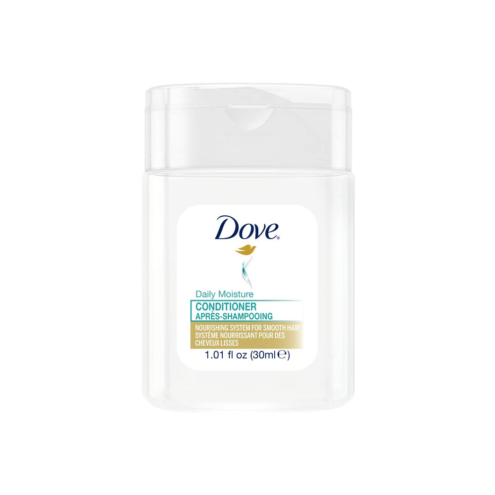 Dove Daily Moisture 30ml bottle for hotel rooms, silky hair