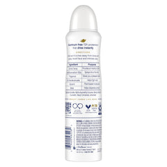 Dove deodorant spray being applied underarm for quick protection