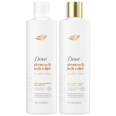 Dove DermaCare shampoo bottle on display for gentle cleansing of dry scalp