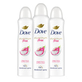 Dove dragon fruit coconut cream deodorant spray 3-pack for long-lasting freshness.