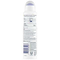 Dove Dry Spray Invisible on skin with sheer finish and no visible residue.