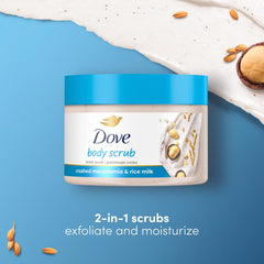 Dove Exfoliating Body Polish lather in shower suggests cleansing while exfoliating.