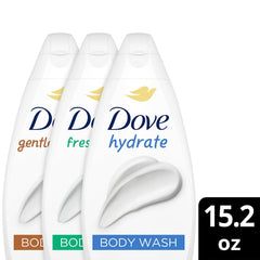 Dove Fresh Care bottle front; refreshing cleanse for daily use.