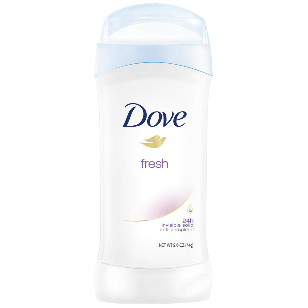 Dove Fresh Invisible Solid Deodorant Stick for all-day protection and soft underarms.
