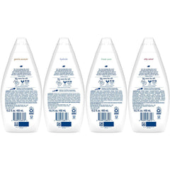 Dove Gentle Pamper bottle pour provides mild cleansing for sensitive skin.