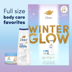 Dove Glow Gift Set Macadamia Rice Scrub tube exfoliates gently for silky skin