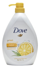 Dove Go Fresh Energize bottle front for a refreshing morning shower.