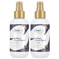 Dove Hair Therapy Brilliant Gloss & Repair bottle pouring for easy, shine-boosting application
