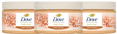 Dove Hot Cocoa Scrub pack shot showing three jars for a spa-like routine