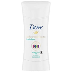 Dove Sheer Cool Advanced Care antiperspirant bottle with invisible protection for all colors.
