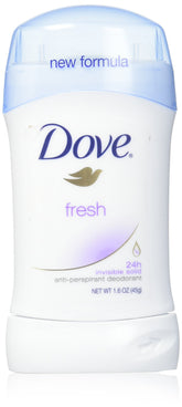 Dove Invisible Solid Fresh front view, 1.6 oz stick, five-pack for daily use.