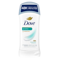 Dove Invisible Solid Sensitive deodorant stick in use for smooth, all-day underarm protection.
