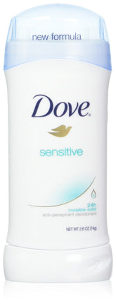 Dove Invisible Solid Sensitive Skin six-pack bottles for steady protection all day
