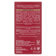 Dove Keratin Smooth Shine Oil pump dispensing onto palm for easy, even application
