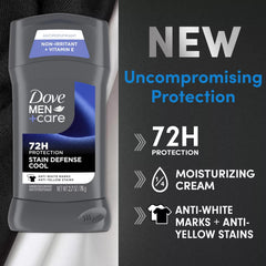 Dove Men+Care 72-hour protection stick for sweat and odor control.