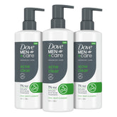 Dove Men+Care Acne Clear bottle front with 1% salicylic acid for acne-prone skin.