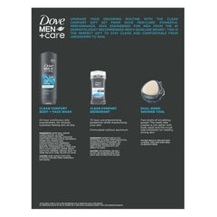 Dove Men+Care Clean Comfort deodorant stick for long-lasting freshness and odor protection.
