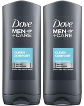 Dove Men Care Hydrating Clean Bottle 250ml two-pack for daily refreshment.