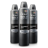 Dove Men Care Invisible Dry Spray bottle with clear, residue-free protection.