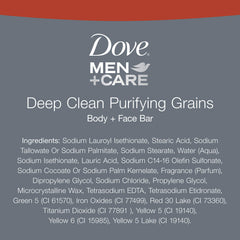 Dove Men+Care Moisturizing cream detail shows 1/4 moisturizing cream for skin comfort.
