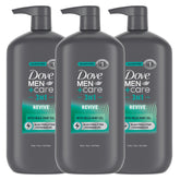 Dove Men+Care Revive 3N1 bottle on display signals a refreshing start.