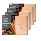 Dove Men+Care sandalwood-cardamom cleansing bar front view highlighting hydrating formula.