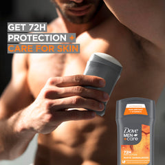 Dove Men+Care sandalwood scent close-up shows skin-friendly moisturizers.