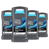 Dove Men+Care Stain Defense Clean deodorant stick pack for daily protection.