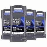 Dove Men+Care Stain Defense Cool stick in a 4-pack offering all-day freshness and stain protection.