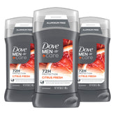 Dove Men+Care Summer Citrus deodorant stick for confident all-day freshness.