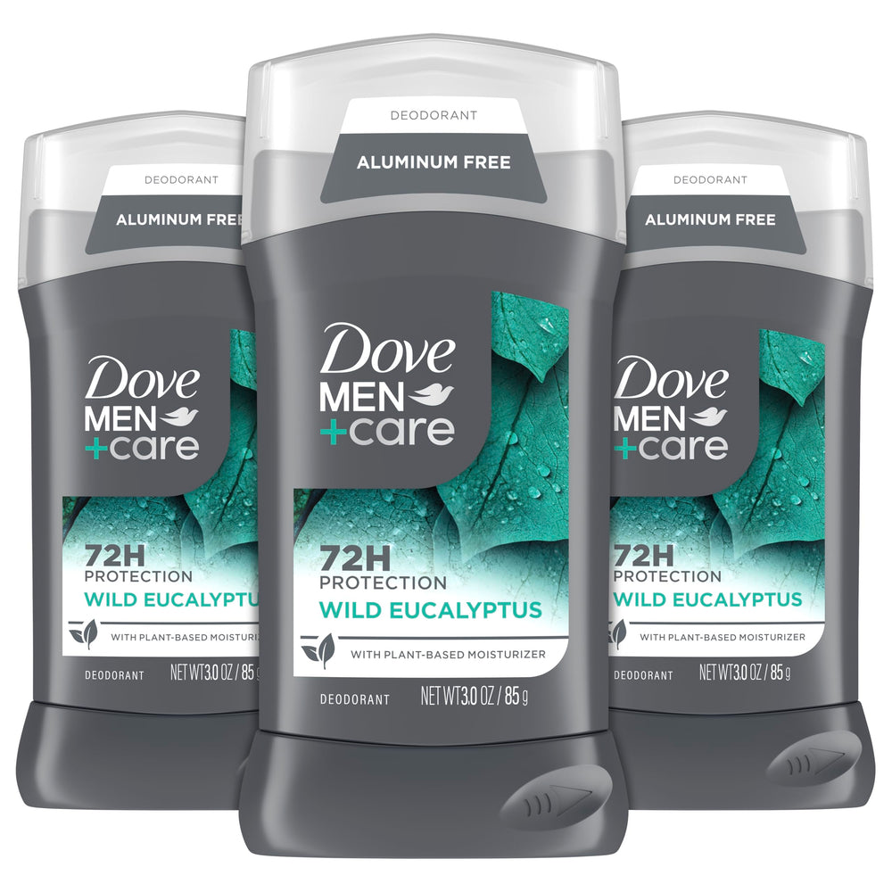DOVE Men+Care Wild Eucalyptus deodorant stick application for lasting freshness.