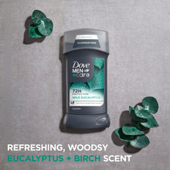 DOVE Men+Care Wild Eucalyptus compact stick for on-the-go refresh.