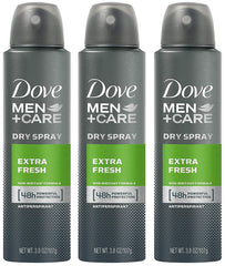 Dove Men Antiperspirant Extra Fresh three-pack, front view for all-day freshness