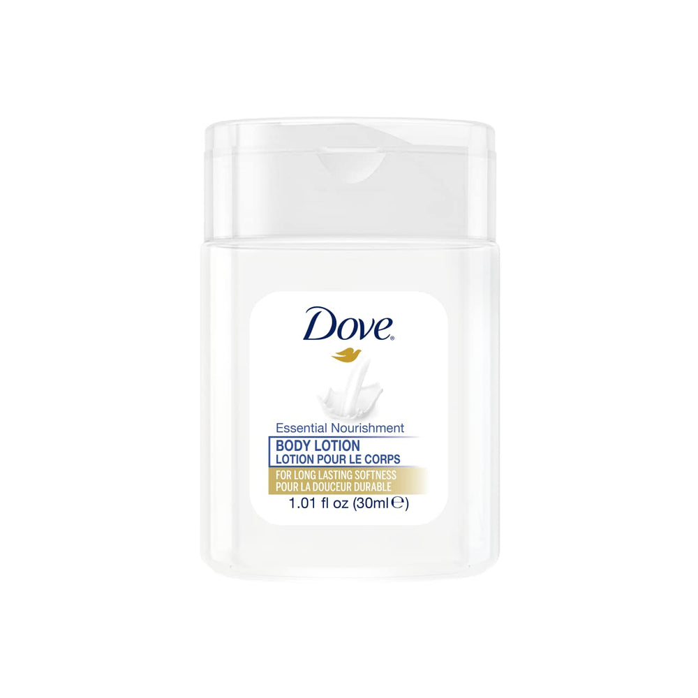 Dove mini 1oz hydrating lotion bottle for hotel amenities and guest use.
