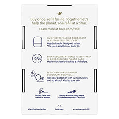 Dove aluminum-free and alcohol-free deodorant formula for skin-friendly care.