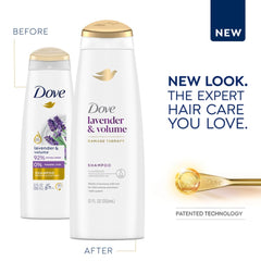 Dove Thickening Shampoo lather cleanses with a delicate fragrance.