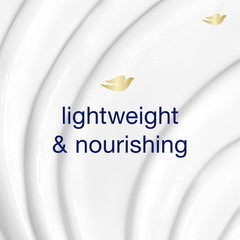 Dove Nutritive Solutions Daily Moisture Shampoo being applied for silky, detangled hair.