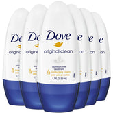 Dove Original Clean roll-on bottle front with 6-pack showing 24H odor protection