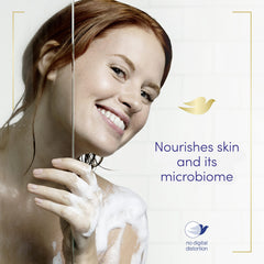 Dove packaging features 100 percent recycled plastic for eco-friendly packaging.