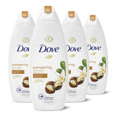 Dove Purely Pampering Shea Butter Body Wash bottle with warm vanilla for gentle cleansing of dry skin