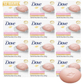 Dove Pink Beauty Bar 12-pack closeup showing hydration from moisturizing cream.