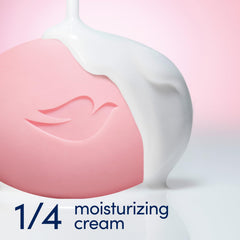 Dove Pink Beauty Bar foaming lather demonstrates rich bubbles for gentle cleansing.