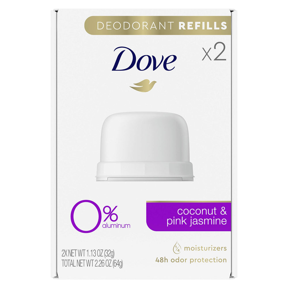 Dove refillable deodorant starter kit with stainless steel case for long-term use.