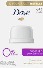 Dove refill packaging uses 98% recycled plastic to reduce waste.