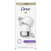Dove refillable deodorant starter kit with stainless steel base delivering sustainable daily freshness.