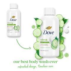 Dove Refreshing Cucumber and Green Tea bubbles highlight refreshing scent and lather.