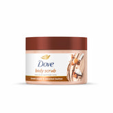 Dove Scrub Brown Sugar and Coconut Butter jar closeup showing creamy texture for smooth skin