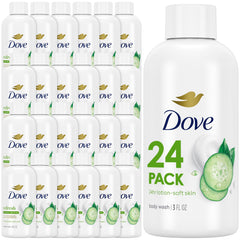Dove Travel Body Wash Refresh cucumber and green tea travel bottle for on-the-go hydration.